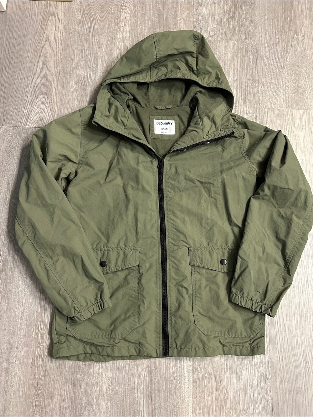 Old Navy Olive Green Hooded Kids Windbreaker